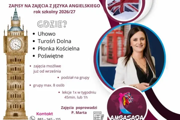 Zapisy na zajęcia z języka angielskiego w gminie Turośń Kościelna