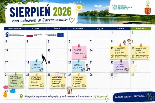 Letnie kino plenerowe nad Zalewem w Zarzeczanach – trzy filmowe wieczory w sierpniu