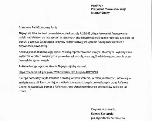 NIK prosi rodziców dzieci do lat trzech o wypełnienie ankiety