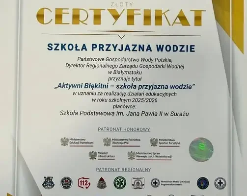 Szkoła w Surażu z prestiżowym tytułem „Aktywni Błękitni”