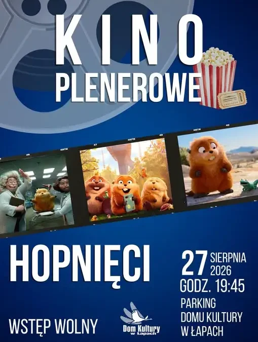 Wieczór filmowy pod gwiazdami w Łapach – „Hopnięci” na parkingu DK