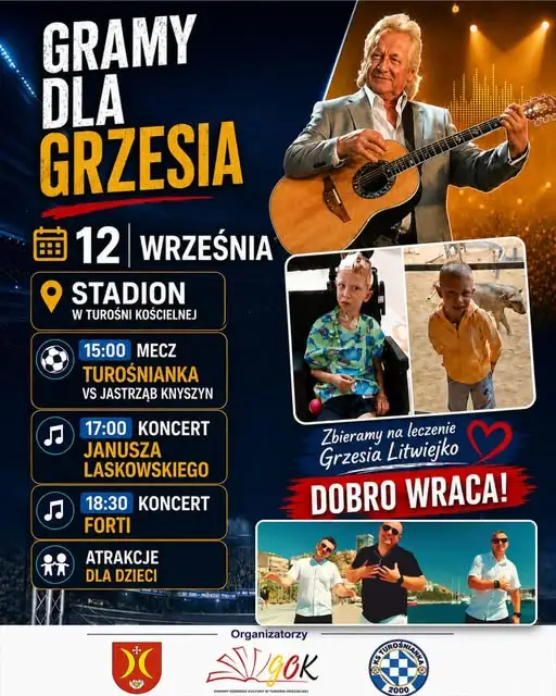 Mecz i koncert charytatywny dla 7-letniego Grzesia w Turośni Kościelnej