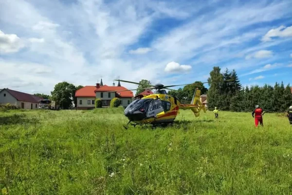 Zabłudów: OSP zabezpieczało lądowanie śmigłowca LPR
