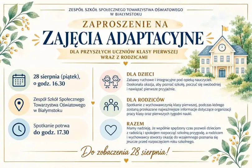 Zajęcia adaptacyjne dla pierwszaków w Białymstoku – zaproszenie dla dzieci i rodziców