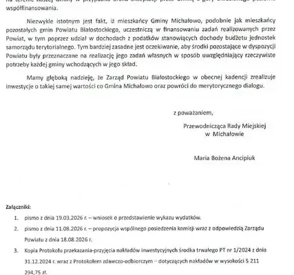 Gmina Michałowo kontra powiat: spór o finansowanie dróg