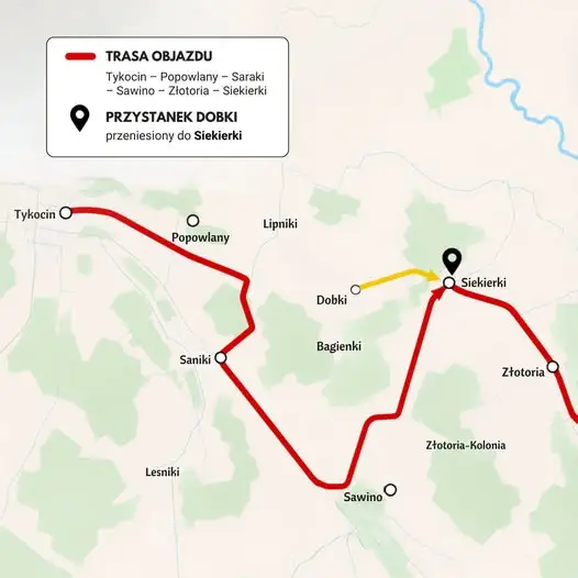 Objazdy autobusów w gminie Tykocin – zmiany do 27 września