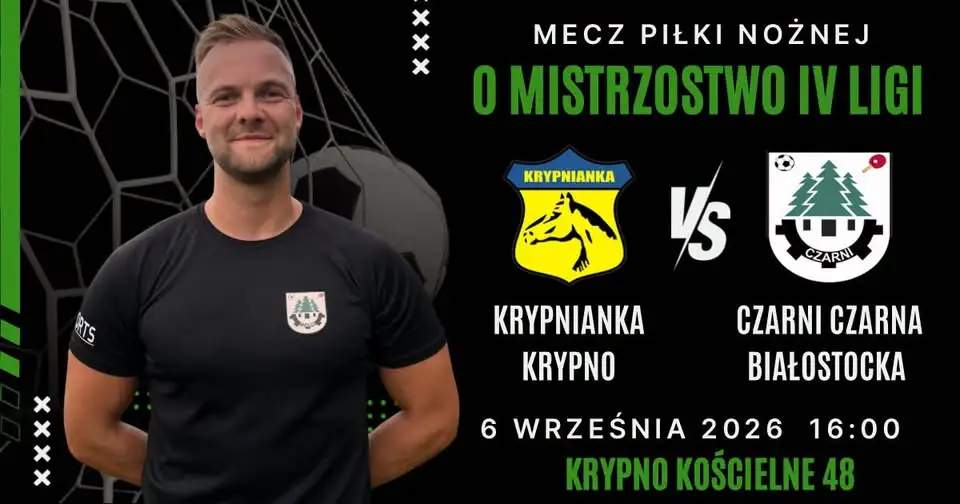 Piłkarze z Czarnej Białostockiej powalczą w niedzielę o ligowe punkty w Krypnie