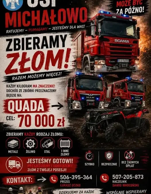 OSP Michałowo zbiera złom na zakup quada dla jednostki