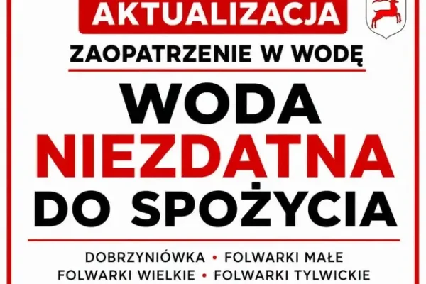 Ważny komunikat: woda z ujęcia Dobrzyniówka niezdatna do spożycia