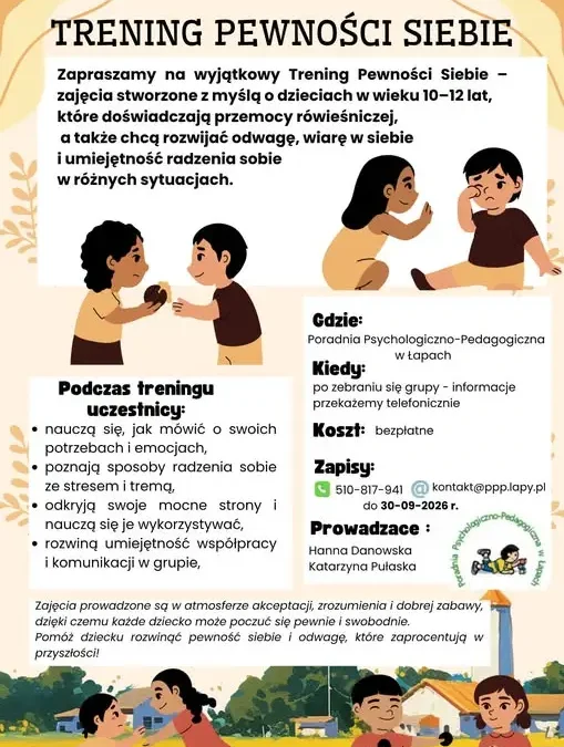 Trening Pewności Siebie dla dzieci w wieku 10-12 lat – zapisy do 30 sierpnia