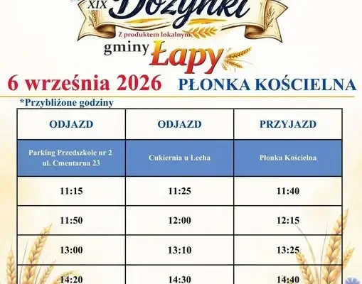 XIX. Dożynki z Produktem Lokalnym Gminy Łapy – jutro w Plonce Kościelnej
