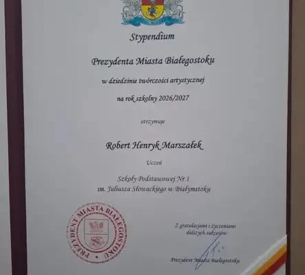 Robert Henryk Marszałek ze stypendium artystycznym Prezydenta Białegostoku