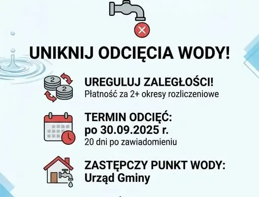 Gmina Dobrzyniewo Duże ostrzega: zaległości za wodę mogą zakończyć się odcięciem dostaw