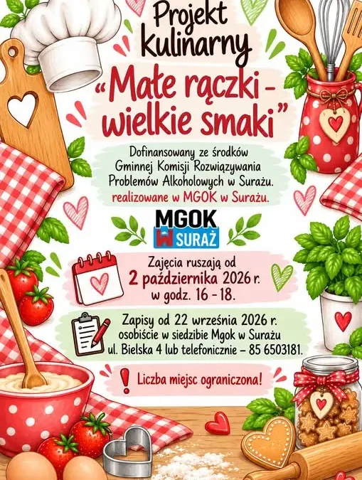 Suraż: ruszyły zapisy na warsztaty kulinarne dla dzieci „Małe Rączki – Wielkie Smaki”