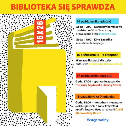 Noc Bibliotek w Choroszczy – komiksy, kino, monodram i wystawa ilustracji