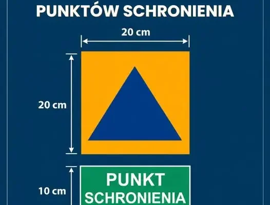 Nowe oznaczenia punktów schronienia – niebieski trójkąt i zielony napis