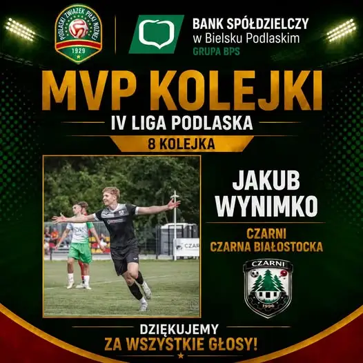 Jakub Wynimko MVP 8. kolejki IV ligi podlaskiej