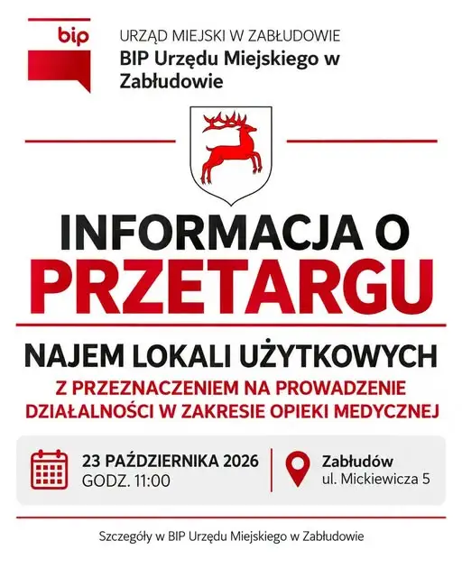Zabłudów ogłasza przetarg na najem lokali pod opiekę medyczną