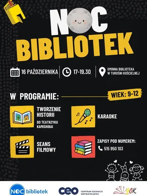 Noc Bibliotek w Turośni Kościelnej – wieczór pełen wrażeń dla dzieci
