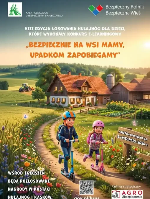Konkurs KRUS: hulajnoga i kask dla dzieci ze wsi