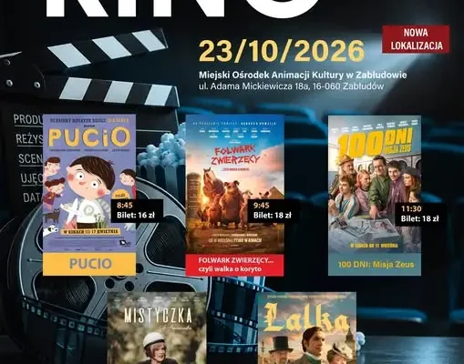 Kino w Zabłudowie: seanse filmowe 23 października w nowej siedzibie MOAK