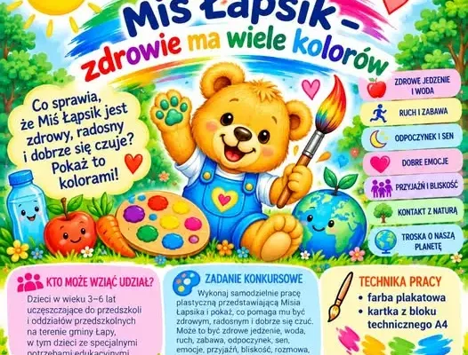 Miś Łapsik z podwójnym patronatem – jubileuszowa edycja konkursu plastycznego w Łapach