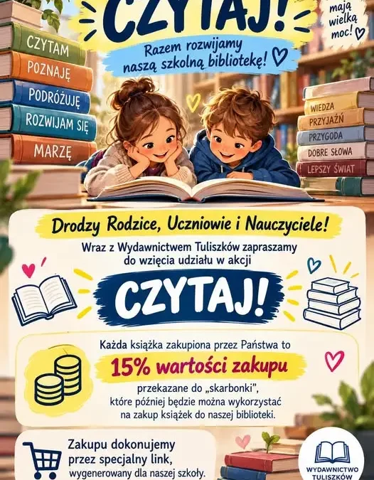 Akcja „CZYTAJ!” – 15% na książki dla szkolnej biblioteki