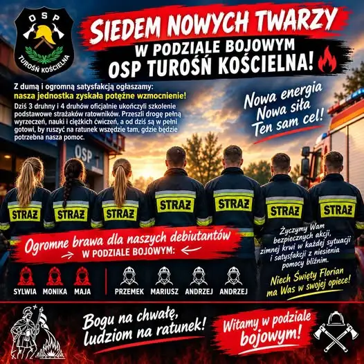 OSP Turośń Kościelna z siedmioma nowymi strażakami w podziale bojowym