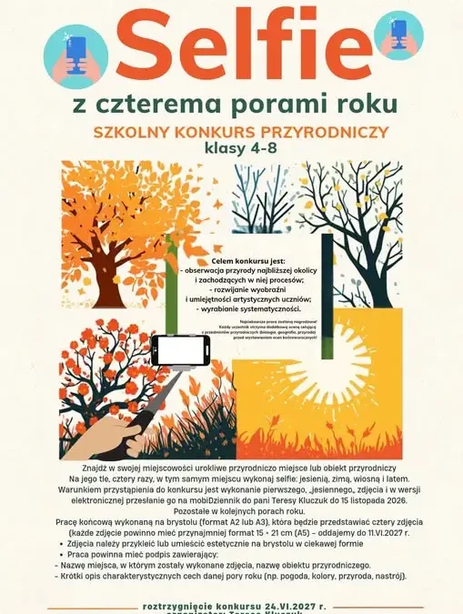 Szkolny konkurs „Selfie z czterema porami roku” – pokaż przyrodę w obiektywie